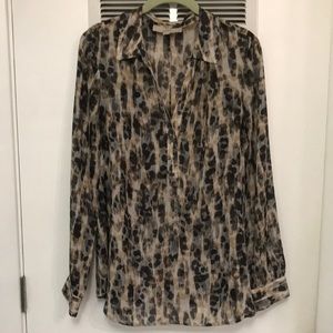 Loft Animal Print Blouse Size: L